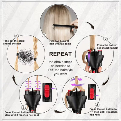 Instructions for using a hair extension tool with step-by-step illustrations.