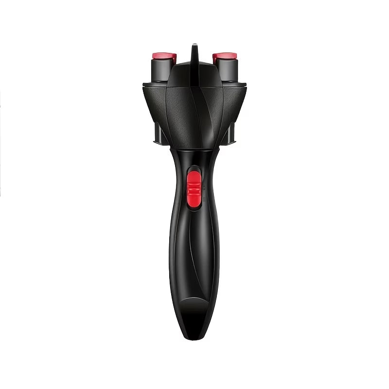 Black and red hair styling tool on a white background