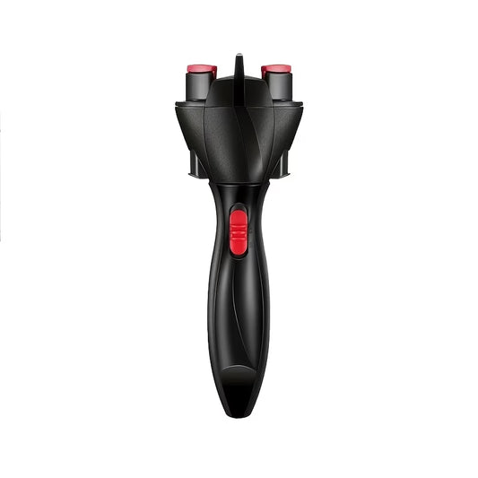 Black and red hair styling tool on a white background